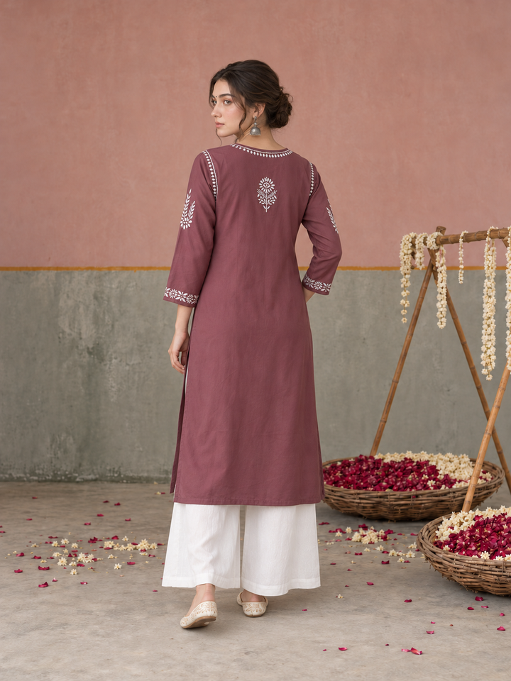 Vamika Chikankari Rayon Straight Kurta
