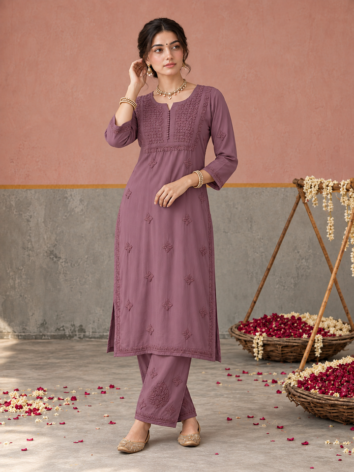 Lajja Chikankari Rayon Co-ord Set