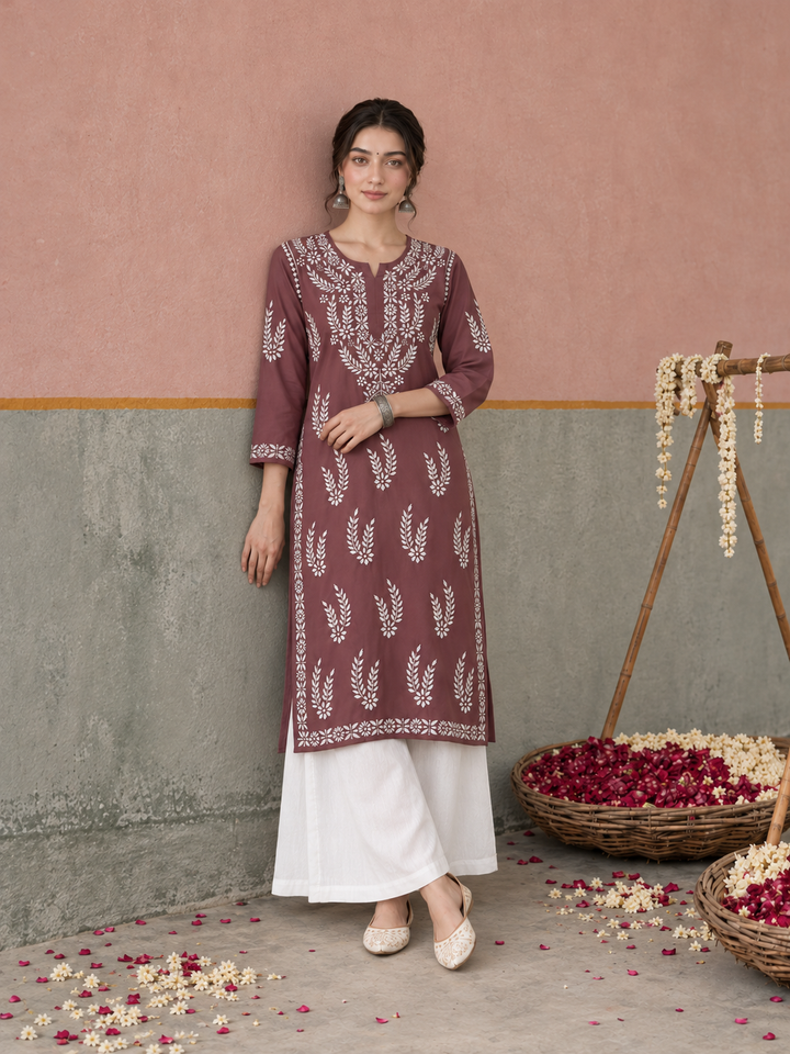 Vamika Chikankari Rayon Straight Kurta