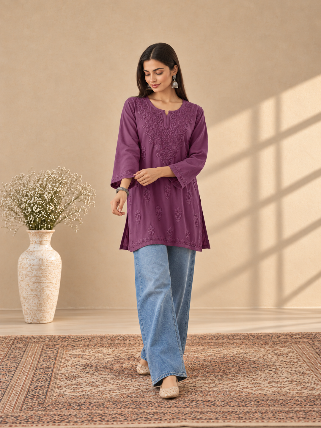 Akira Rayon Short Chikankari Kurti for Women
