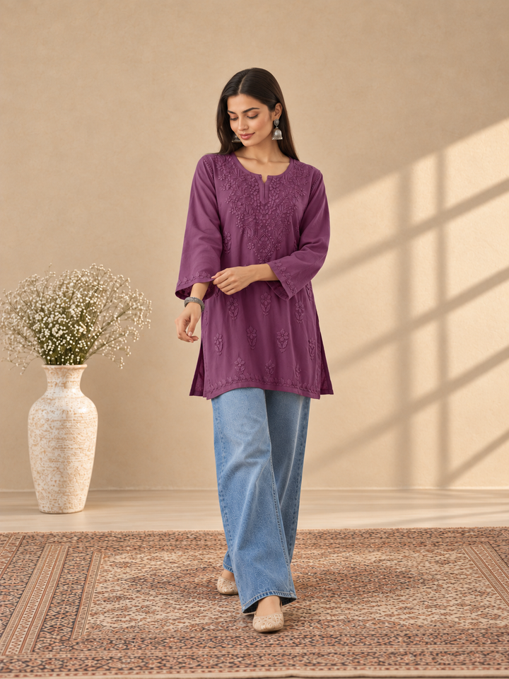 Akira Rayon Short Chikankari Kurti for Women
