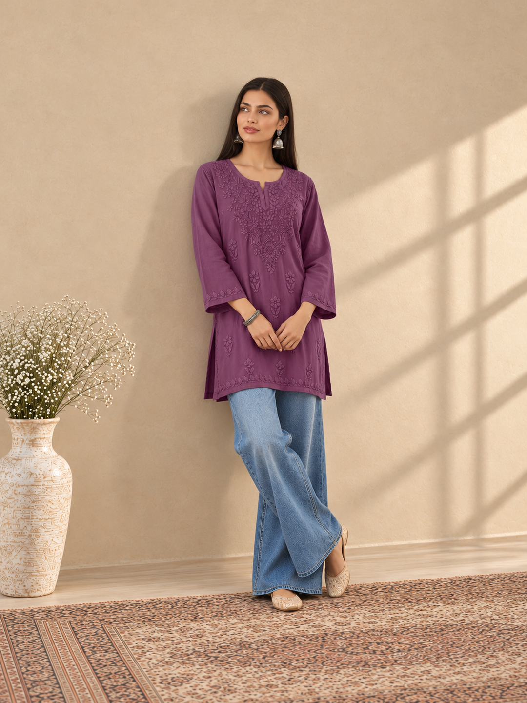 Akira Rayon Short Chikankari Kurti for Women