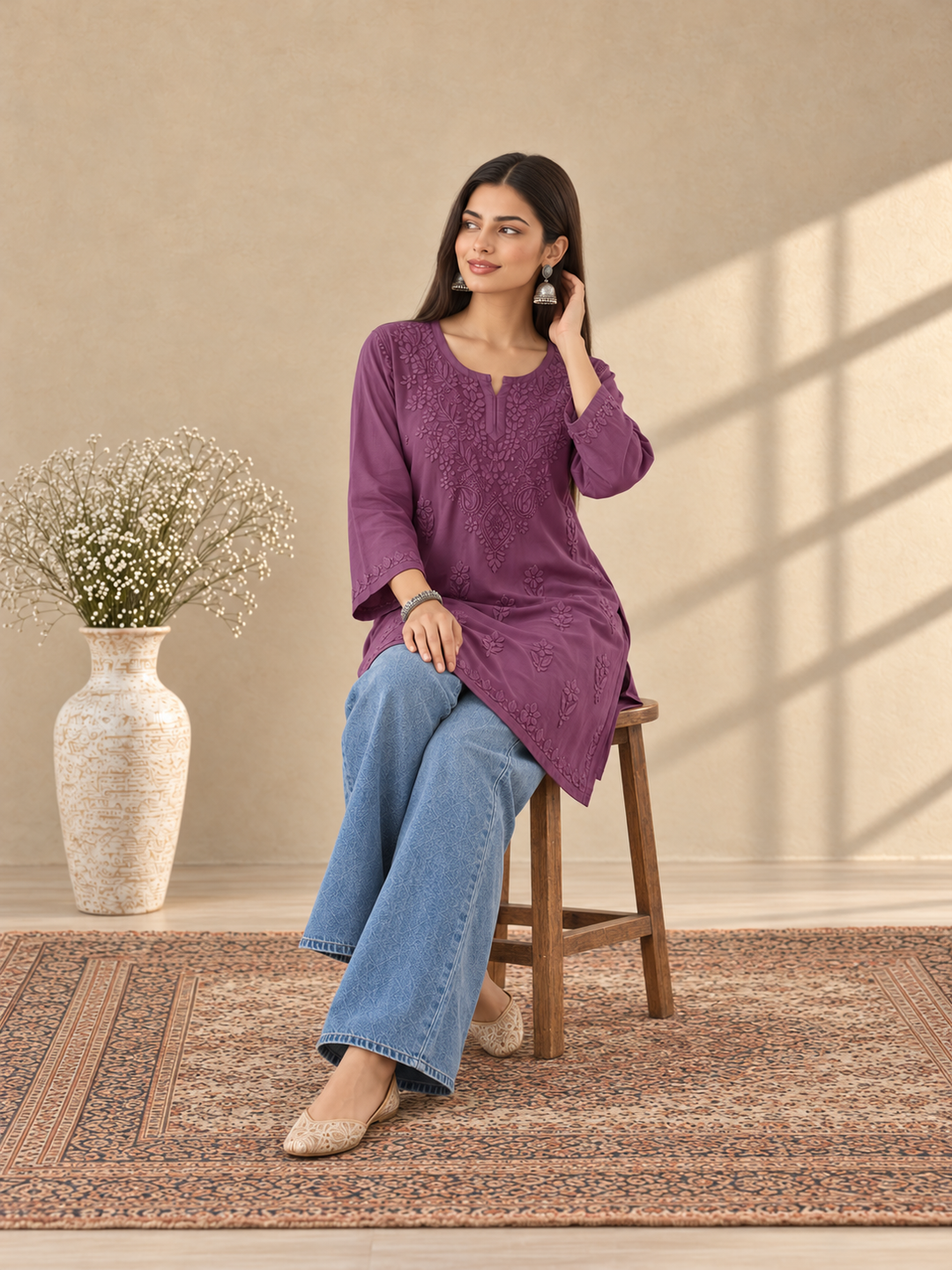 Akira Rayon Short Chikankari Kurti for Women