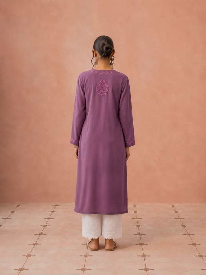 Moksha Rayon Chikankari Straight Kurta
