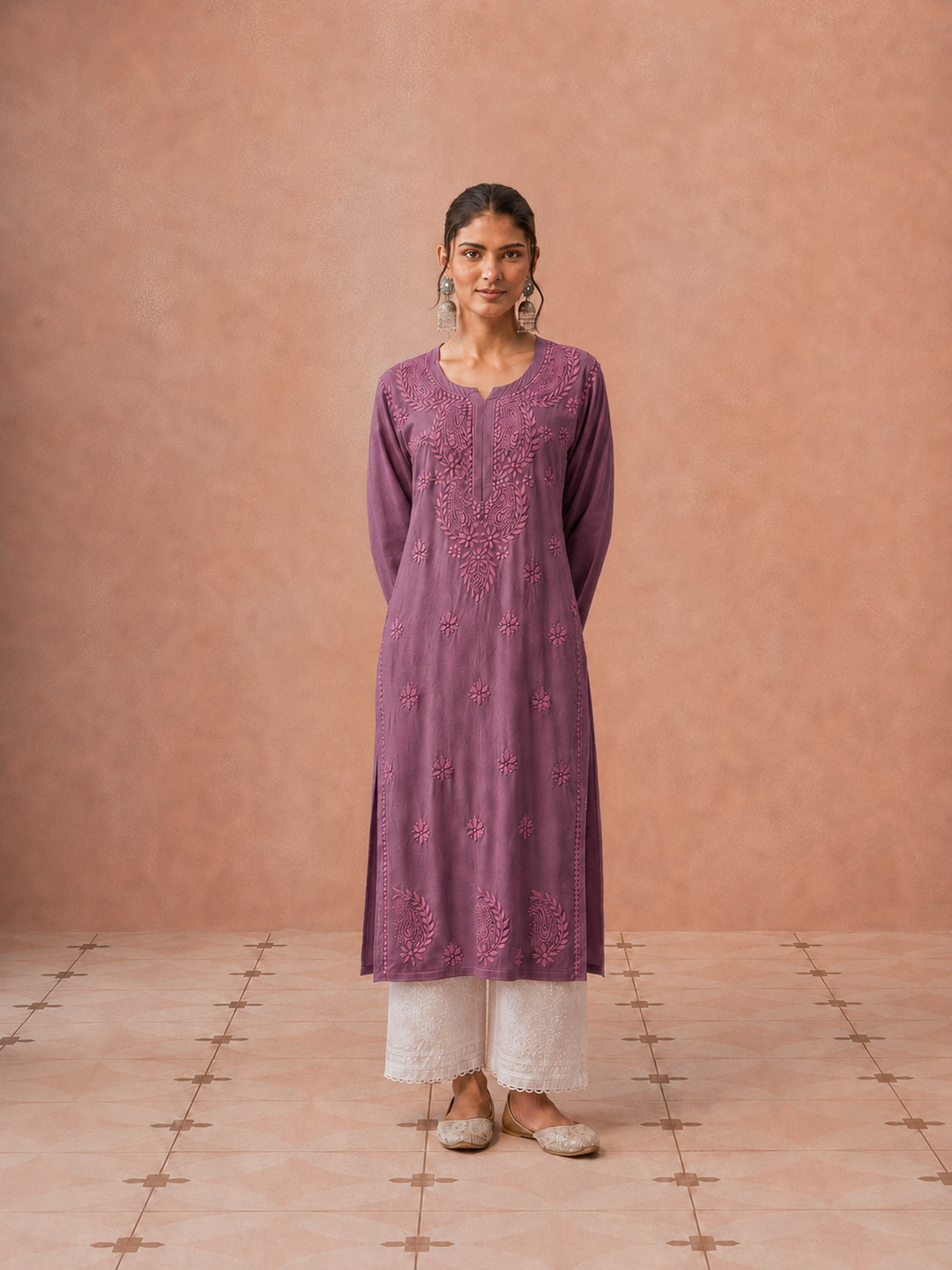 Moksha Rayon Chikankari Straight Kurta