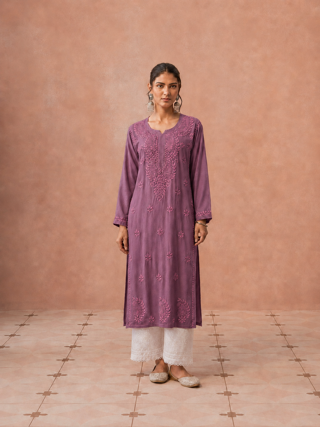 Moksha Rayon Chikankari Straight Kurta