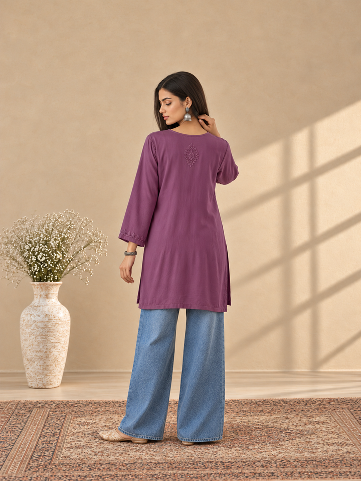 Akira Rayon Short Chikankari Kurti for Women