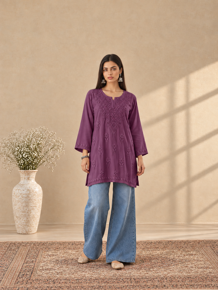 Akira Rayon Short Chikankari Kurti for Women