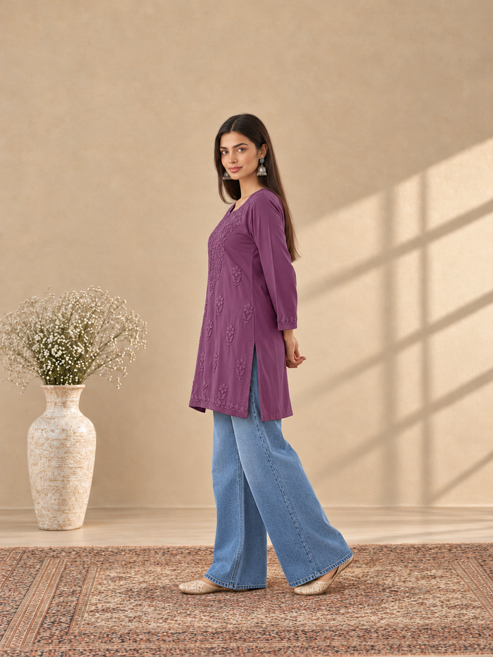 Akira Rayon Short Chikankari Kurti for Women
