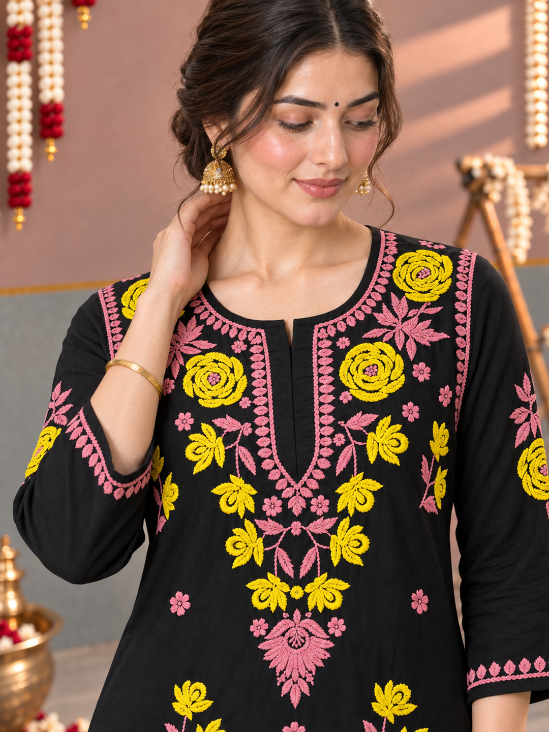 Kaya Rayon Chikankari Straight Kurta