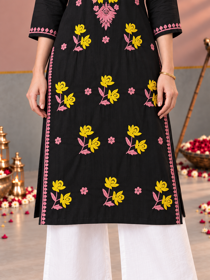 Kaya Rayon Chikankari Straight Kurta