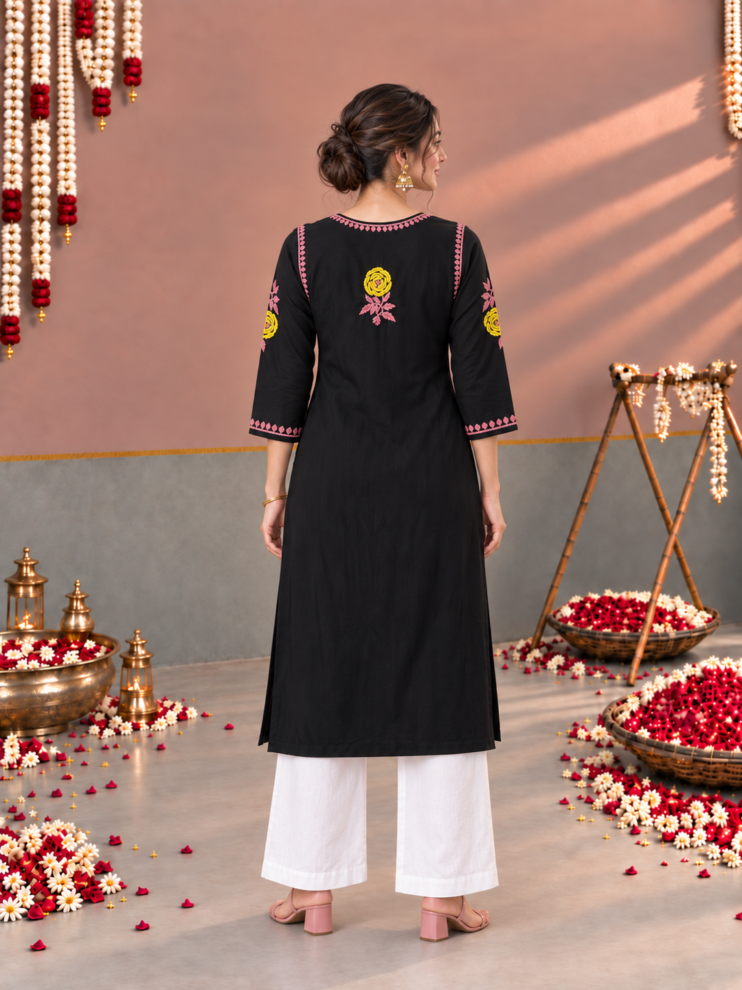 Kaya Rayon Chikankari Straight Kurta