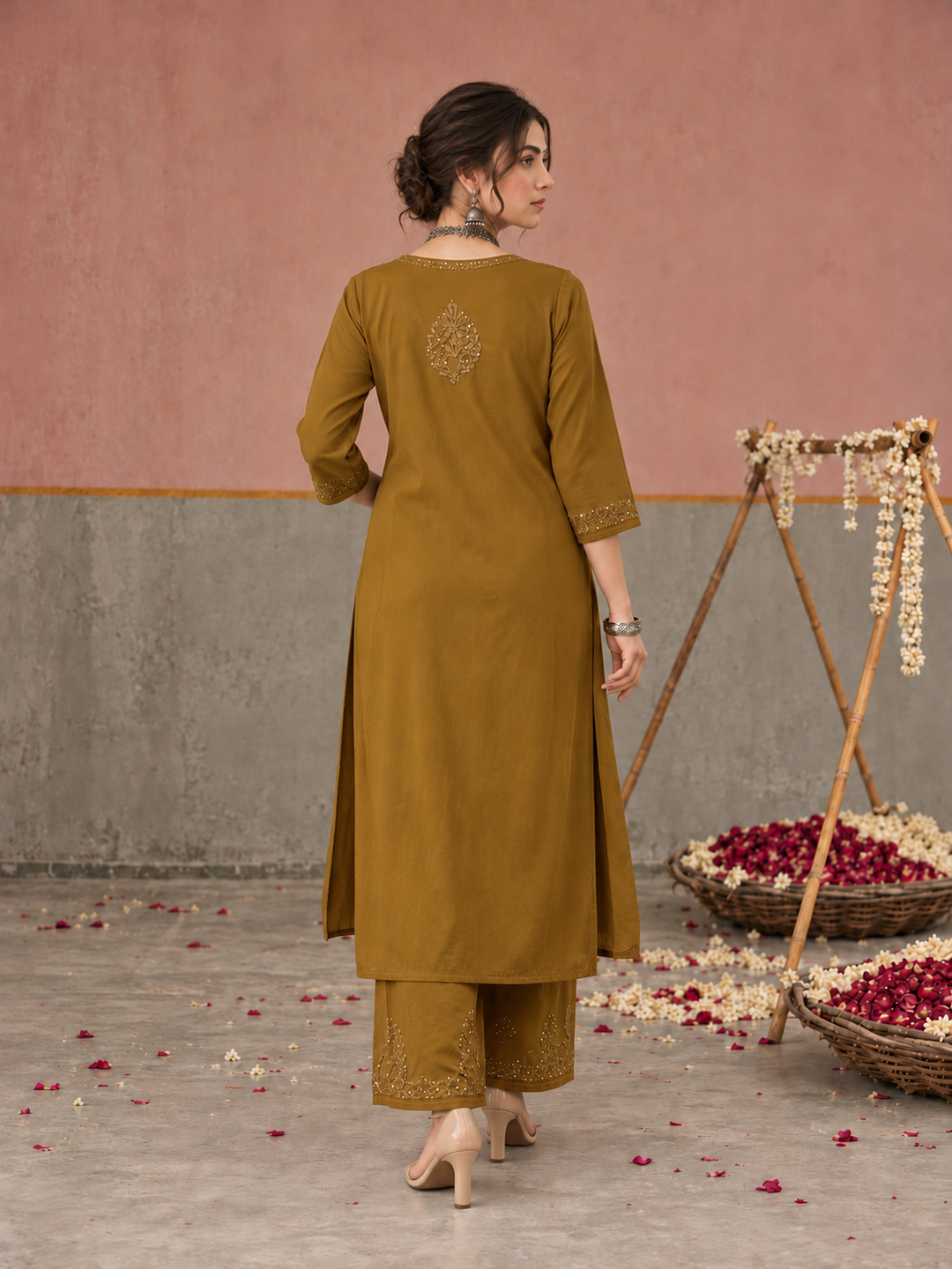 Avika Rayon Chikankari Mukaish Co-ord Set