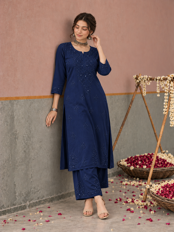 Avika Rayon Chikankari Mukaish Co-ord Set
