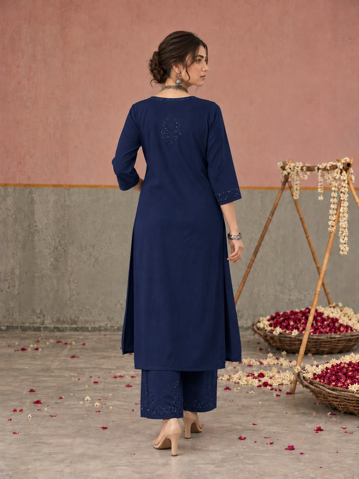Avika Rayon Chikankari Mukaish Co-ord Set