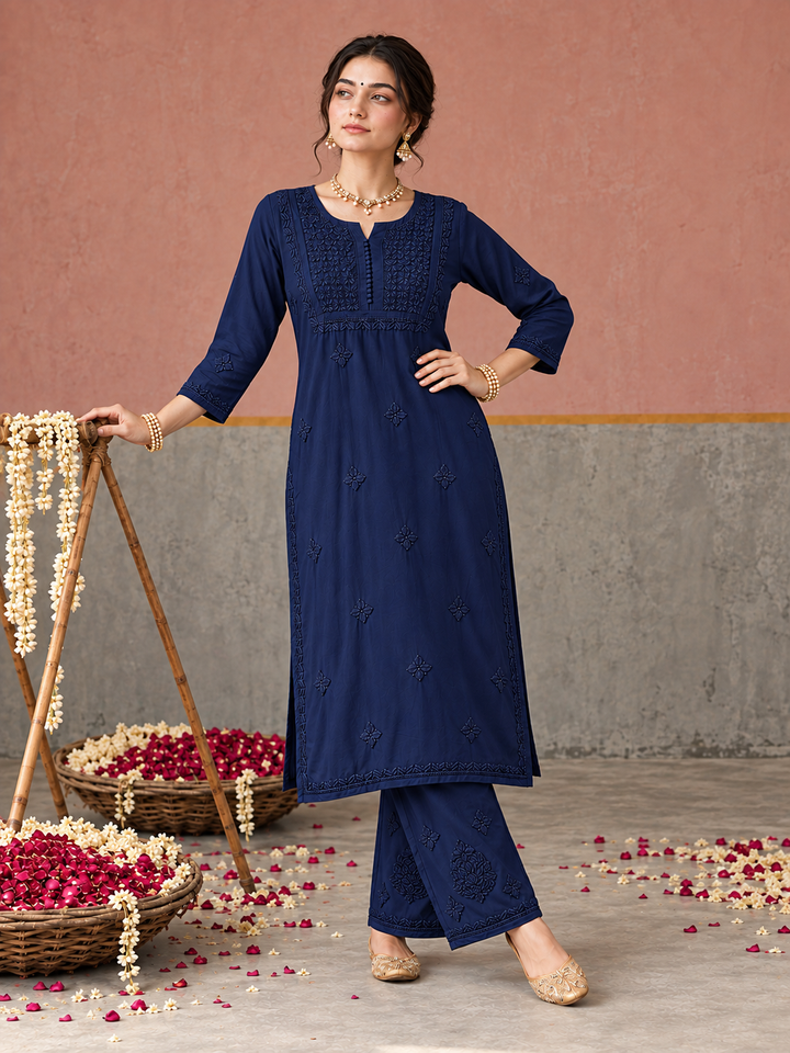 Lajja Chikankari Rayon Co-ord Set
