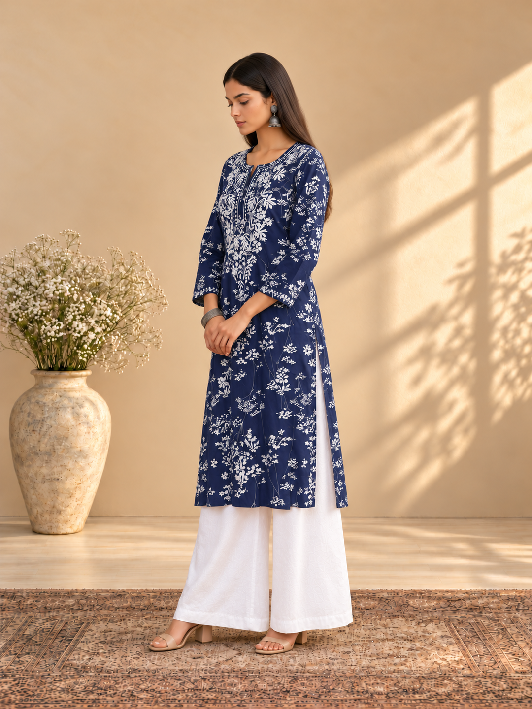 Zainab Chikankari Mulmul Straight Kurta