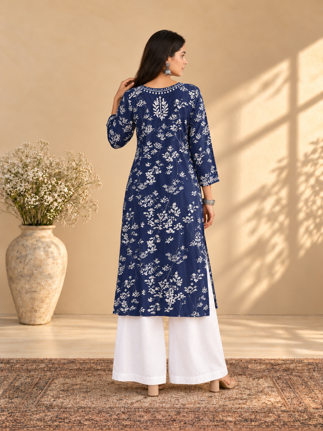 Zainab Chikankari Mulmul Straight Kurta