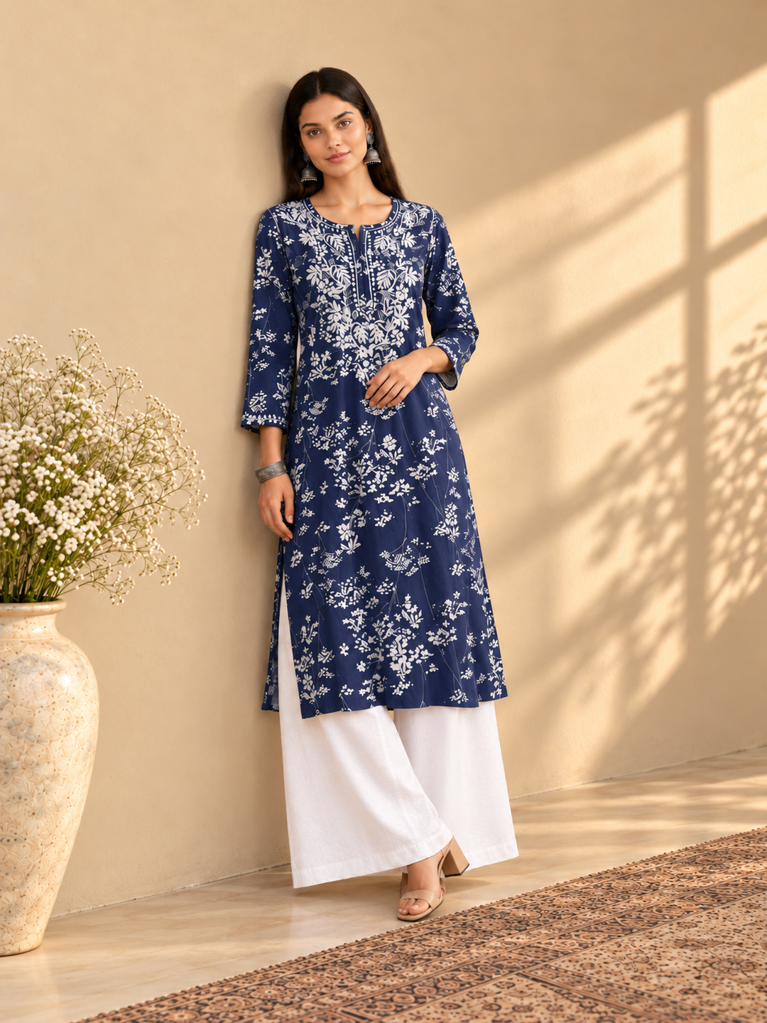 Zainab Chikankari Mulmul Straight Kurta