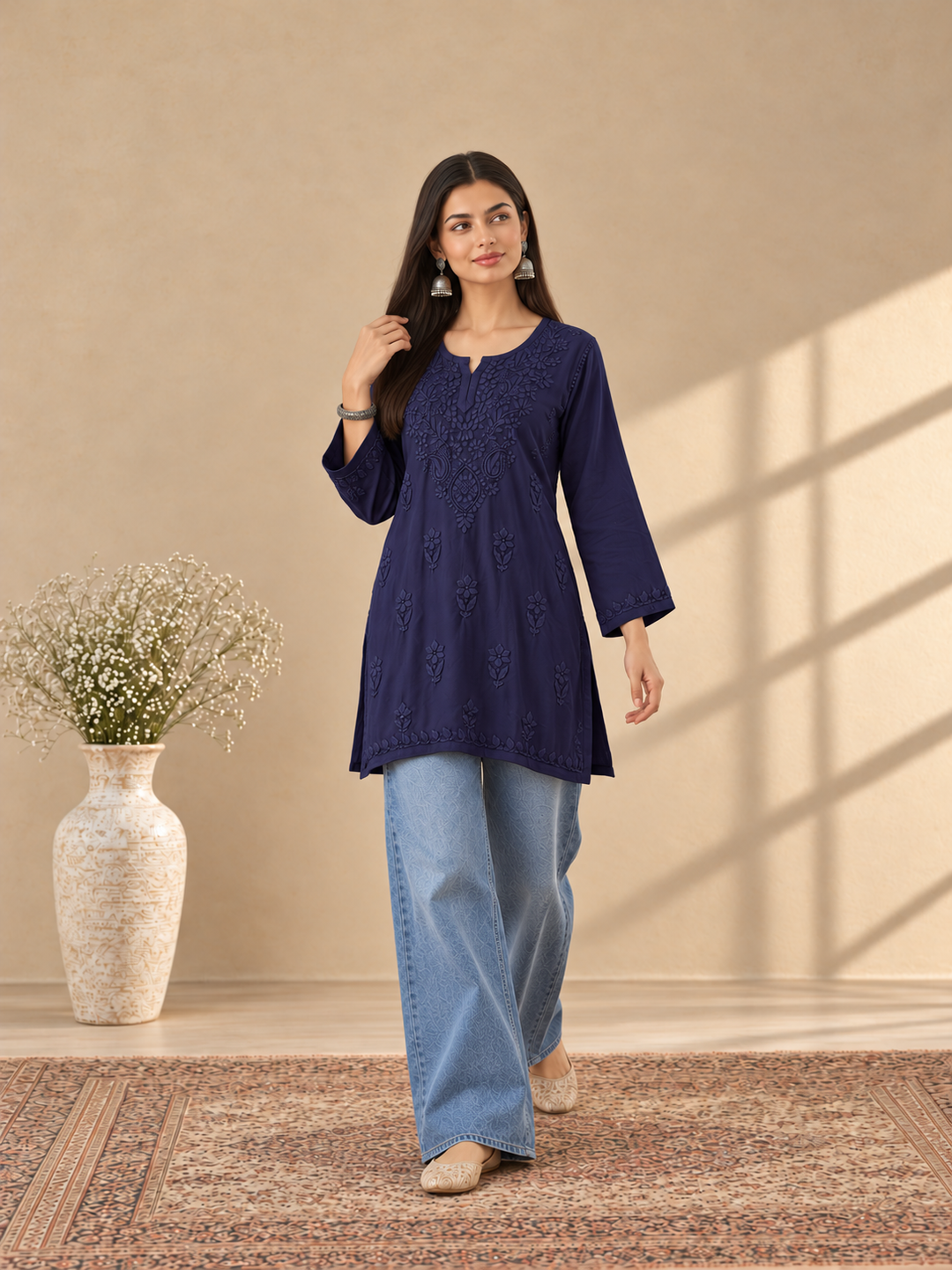 Akira Rayon Short Chikankari Kurti for Women