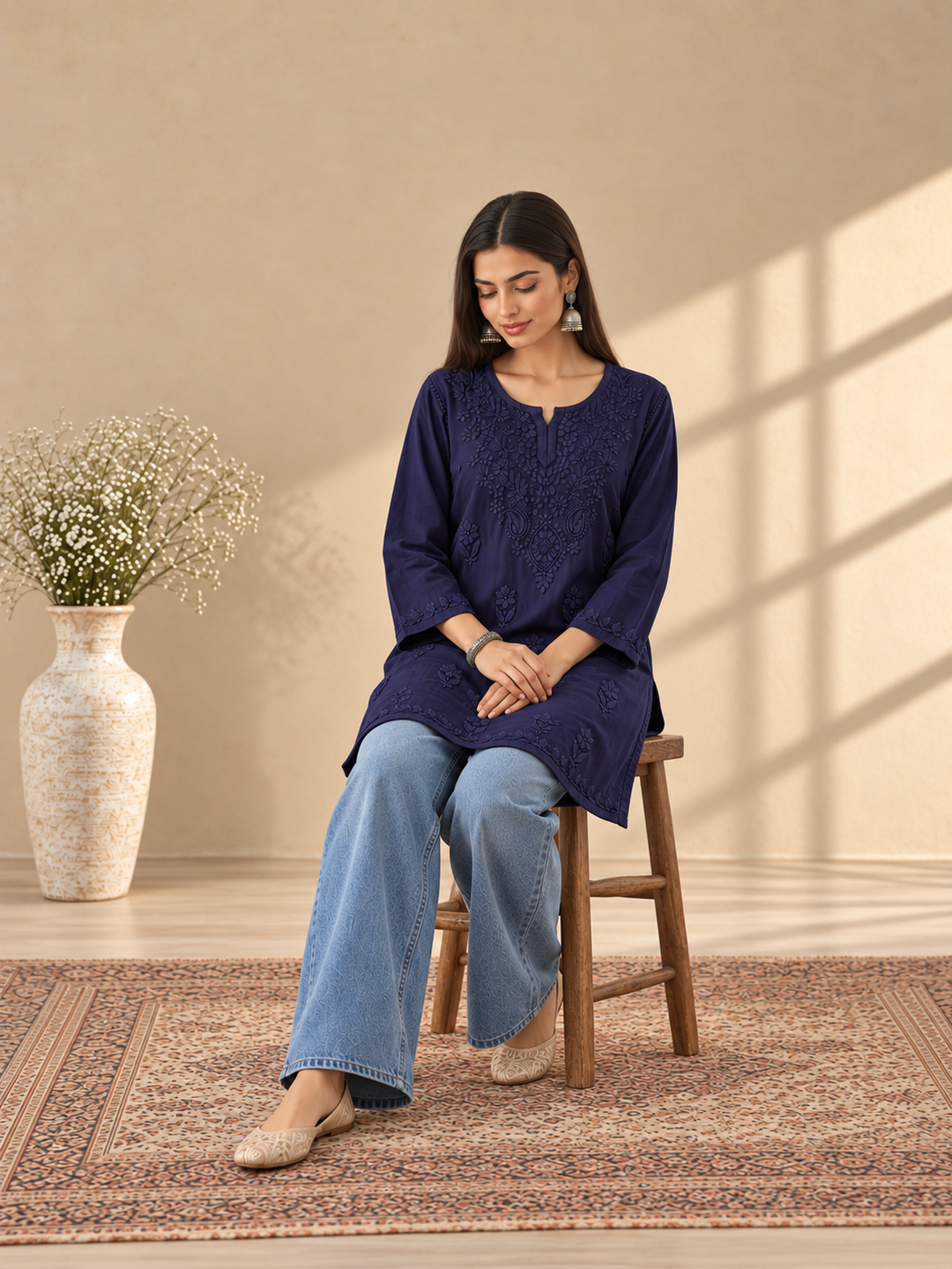Akira Rayon Short Chikankari Kurti for Women
