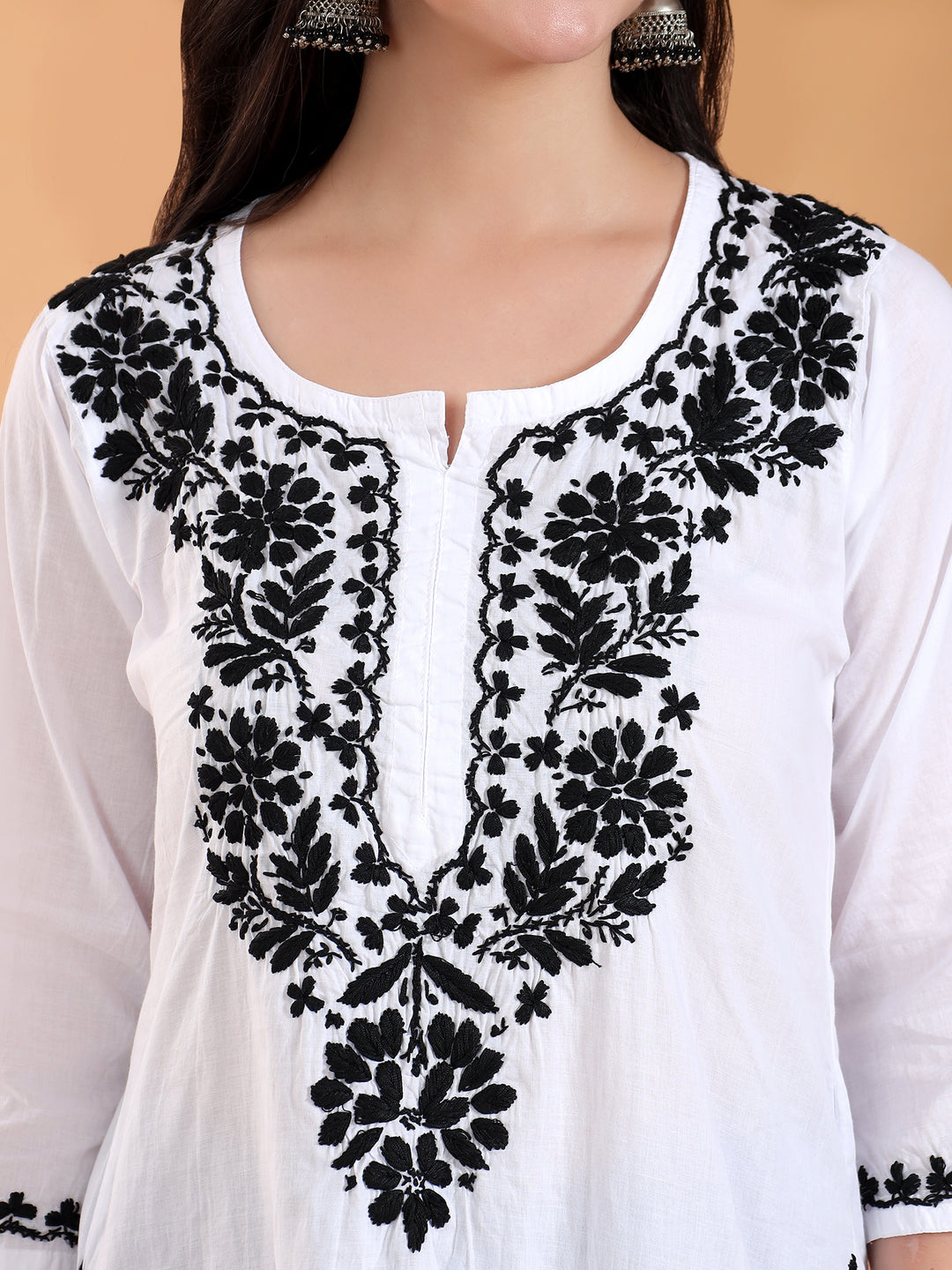 Navya Black Chikankari Cotton Short Kurti