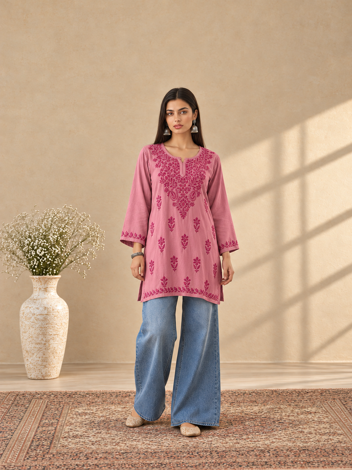 Akira Rayon Short Chikankari Kurti for Women