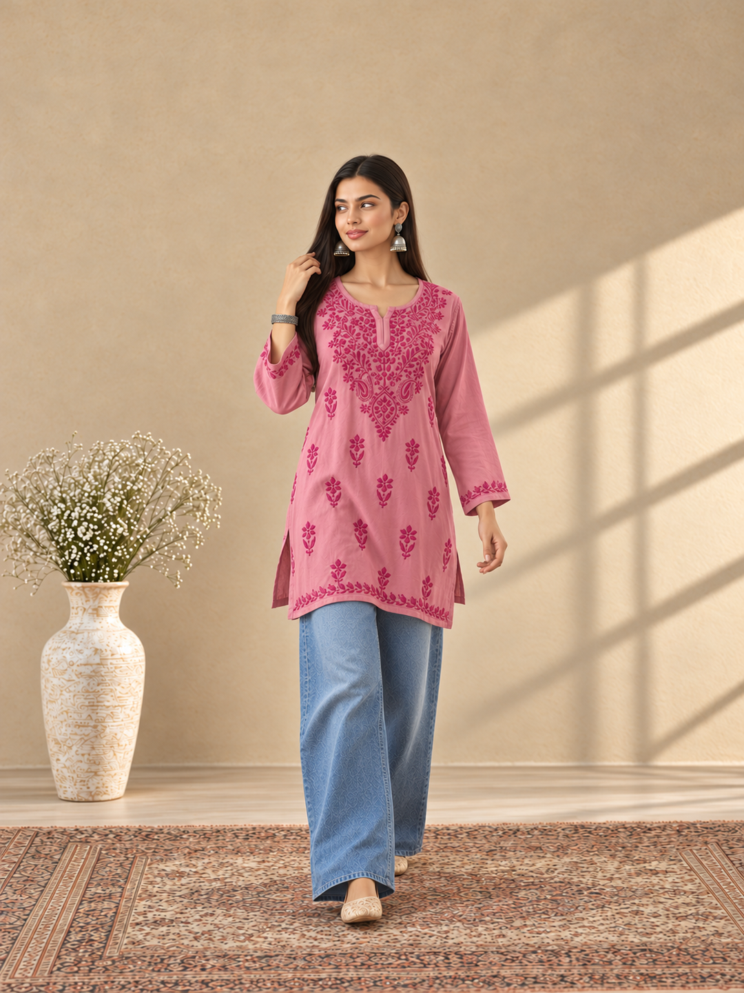 Akira Rayon Short Chikankari Kurti for Women
