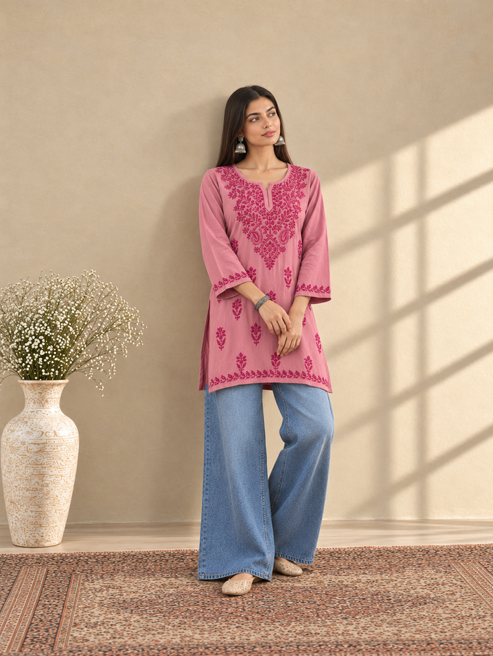 Akira Rayon Short Chikankari Kurti for Women