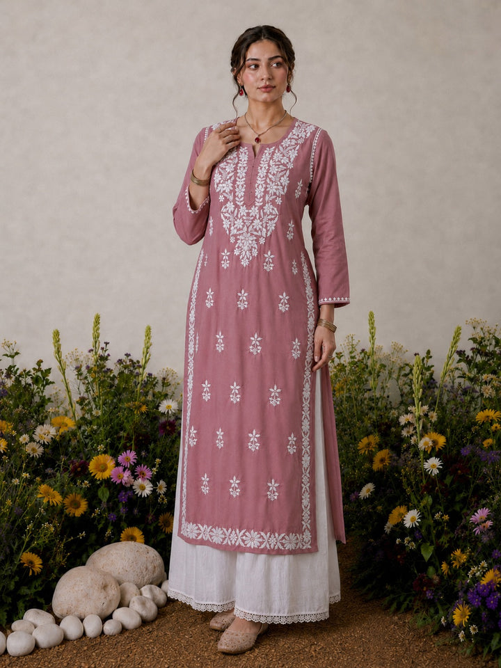 Lisa Chikankari Premium Modal Straight Kurta