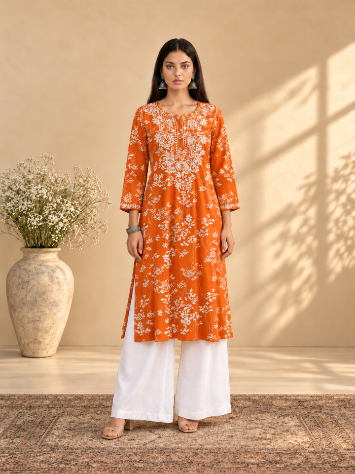 Zainab Chikankari Mulmul Straight Kurta
