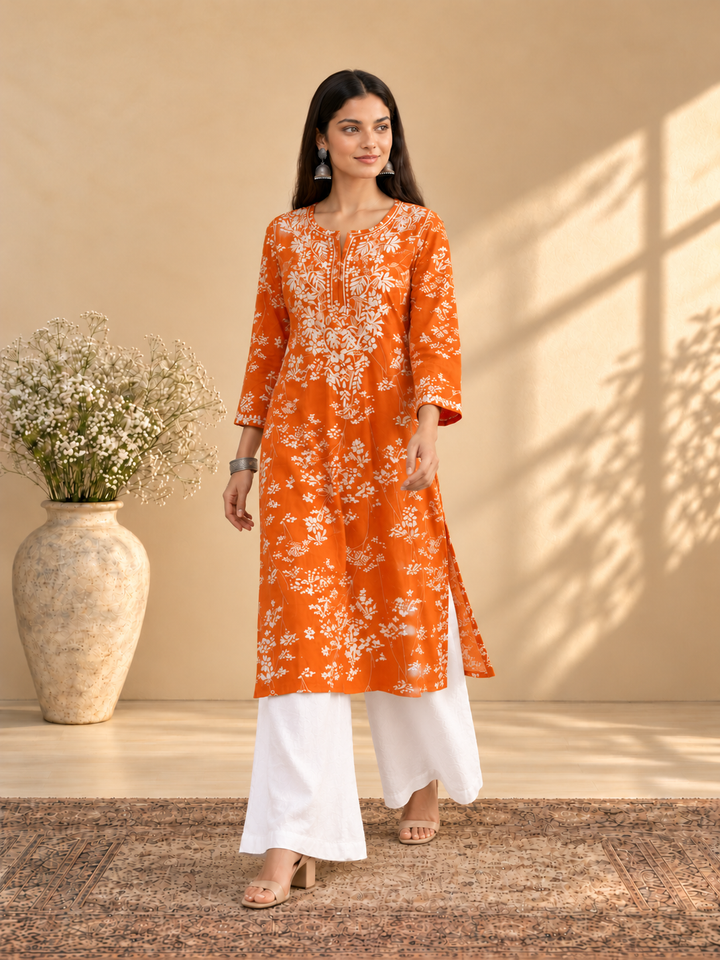 Zainab Chikankari Mulmul Straight Kurta