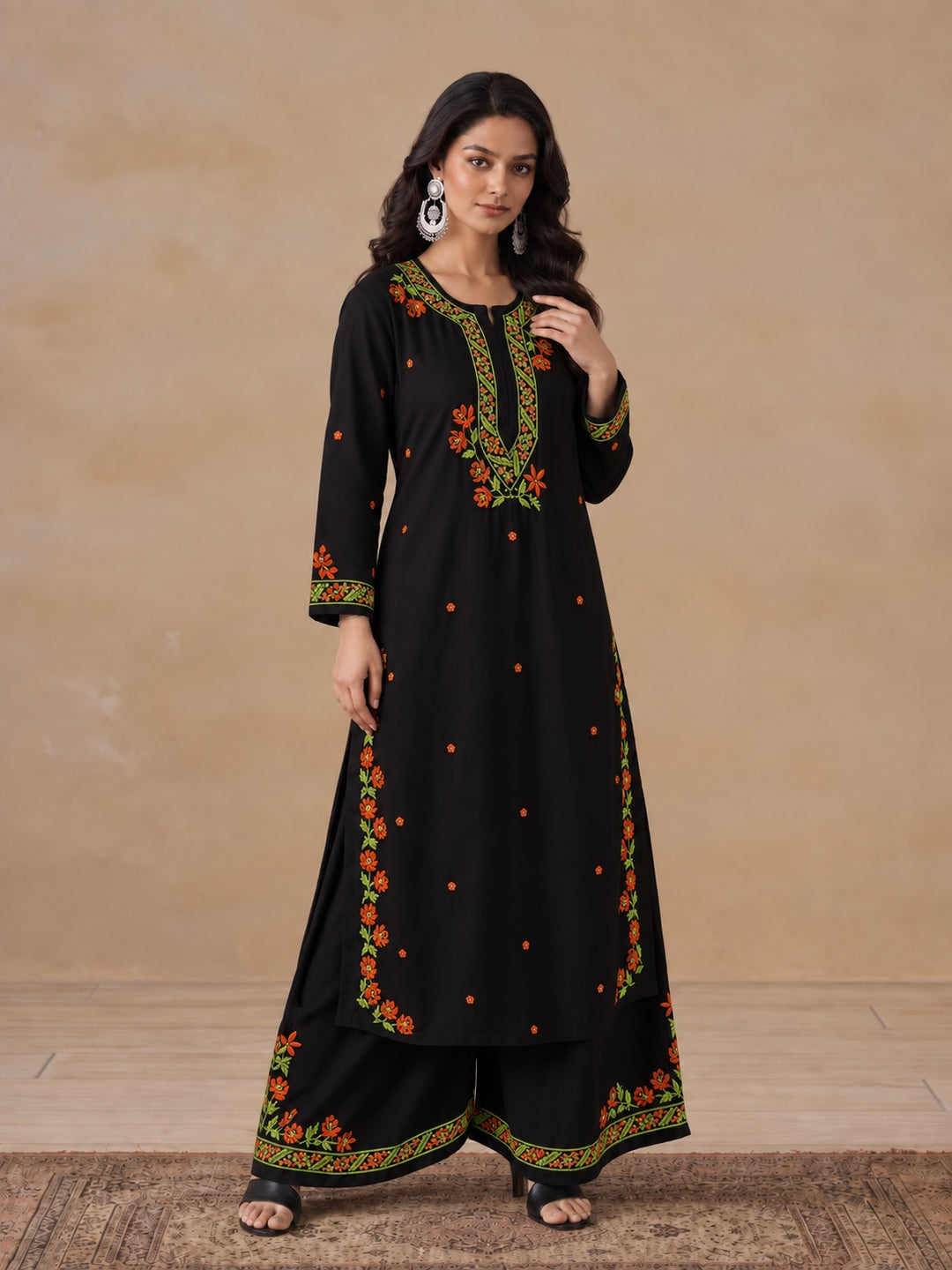 Hina Rayon Chikankari Rose Co-ord Set