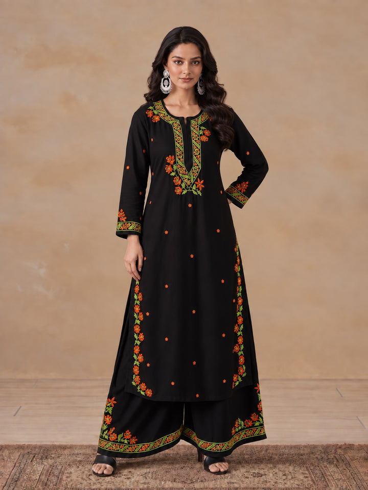 Hina Rayon Chikankari Rose Co-ord Set