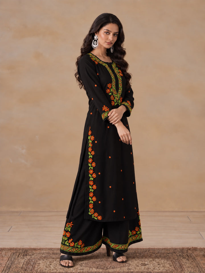 Hina Rayon Chikankari Rose Co-ord Set