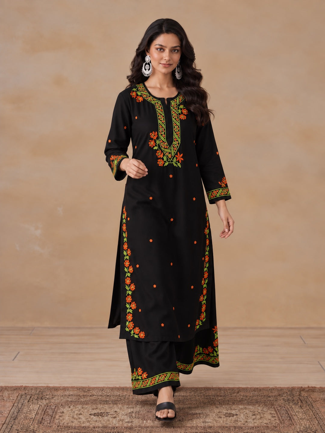 Hina Rayon Chikankari Rose Co-ord Set