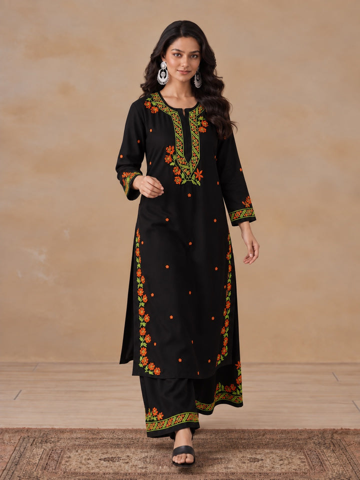 Hina Rayon Chikankari Rose Co-ord Set