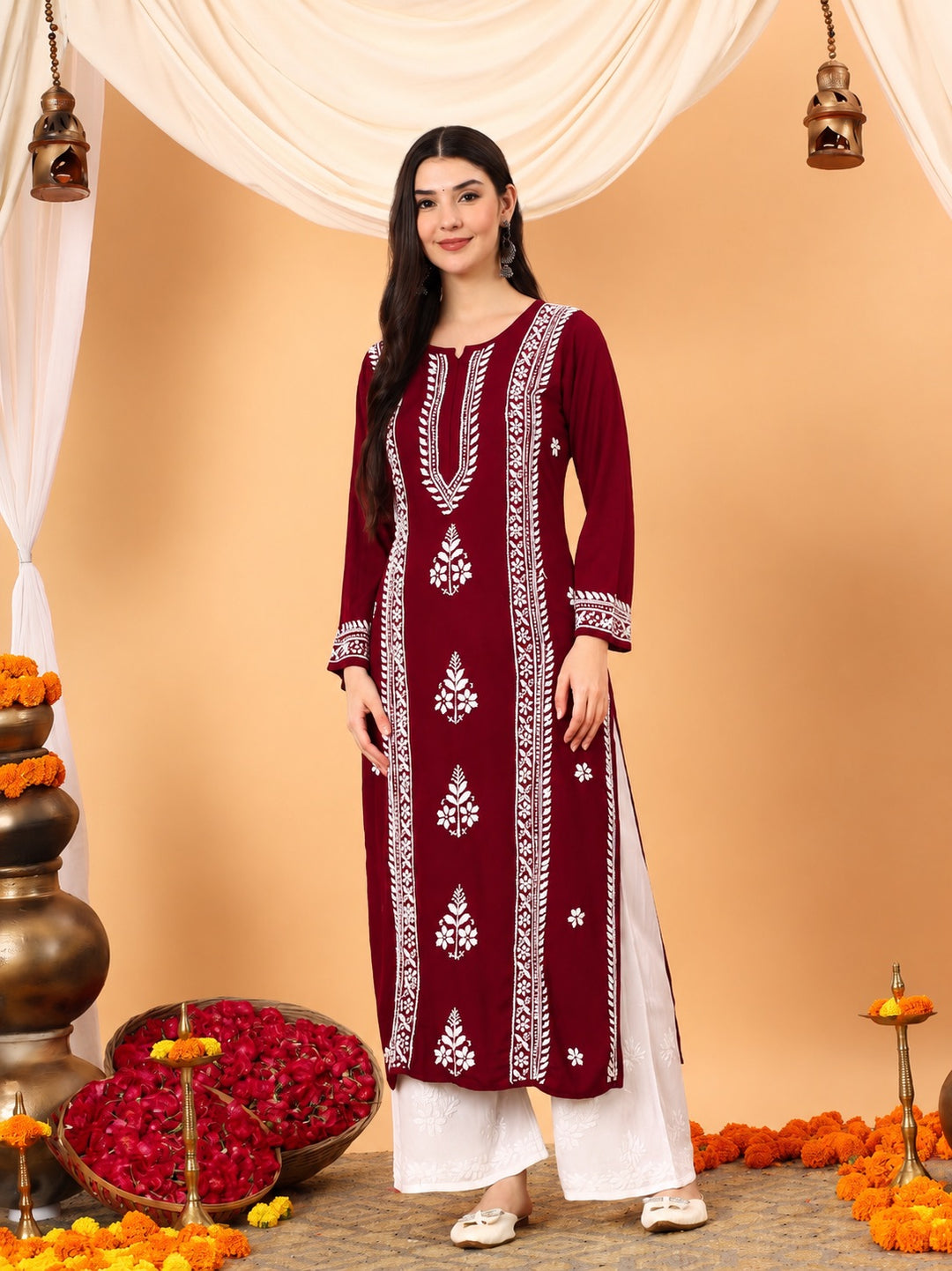 Tarini Rayon Chikankari Straight Kurta