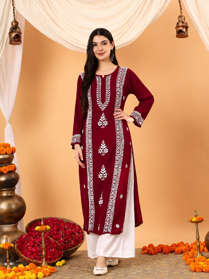 Tarini Rayon Chikankari Straight Kurta
