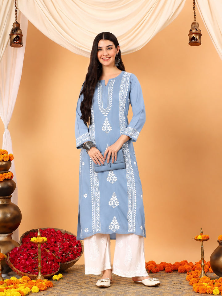 Tarini Rayon Chikankari Straight Kurta