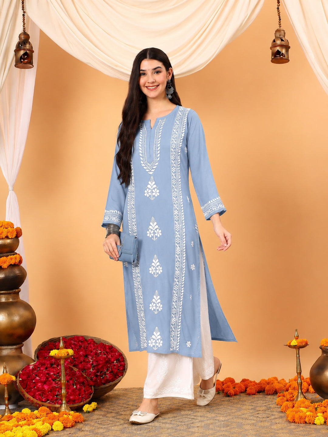 Tarini Rayon Chikankari Straight Kurta