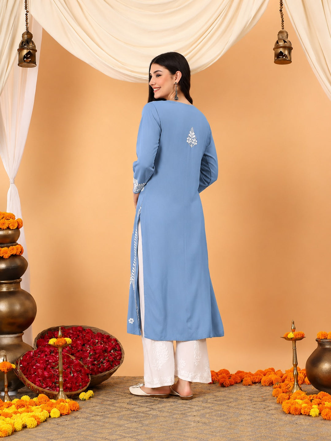 Tarini Rayon Chikankari Straight Kurta