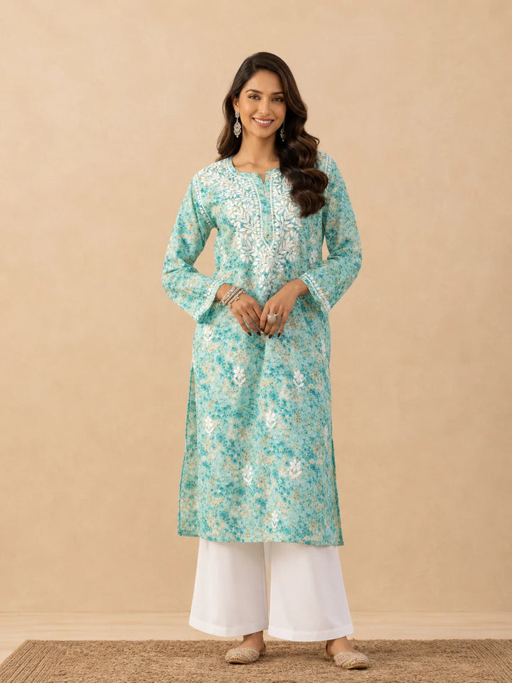 Amaira Mulmul Chikankari Straight Kurta