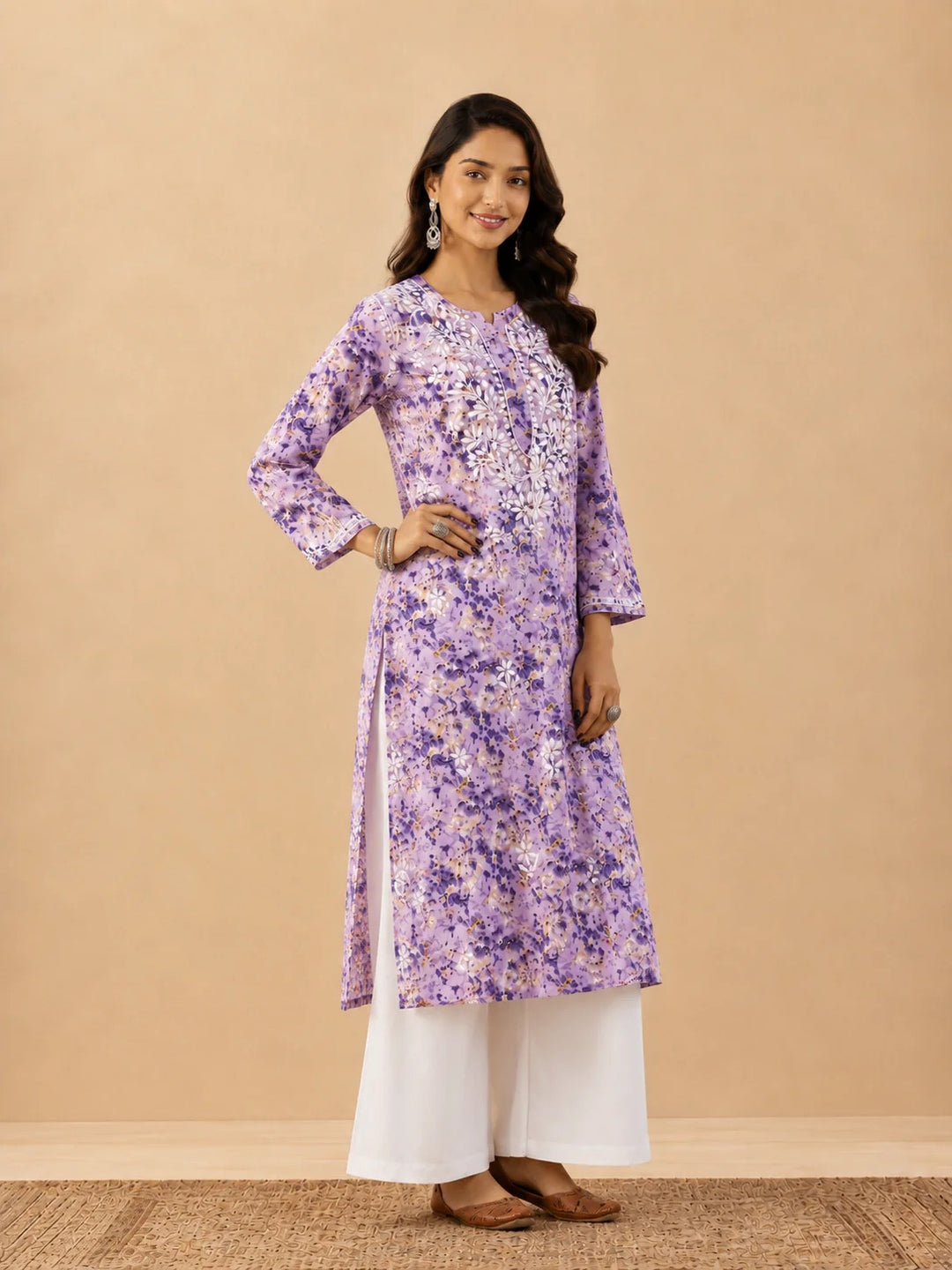 Amaira Mulmul Chikankari Straight Kurta