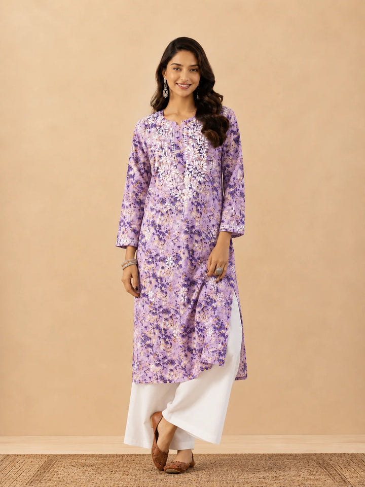 Amaira Mulmul Chikankari Straight Kurta