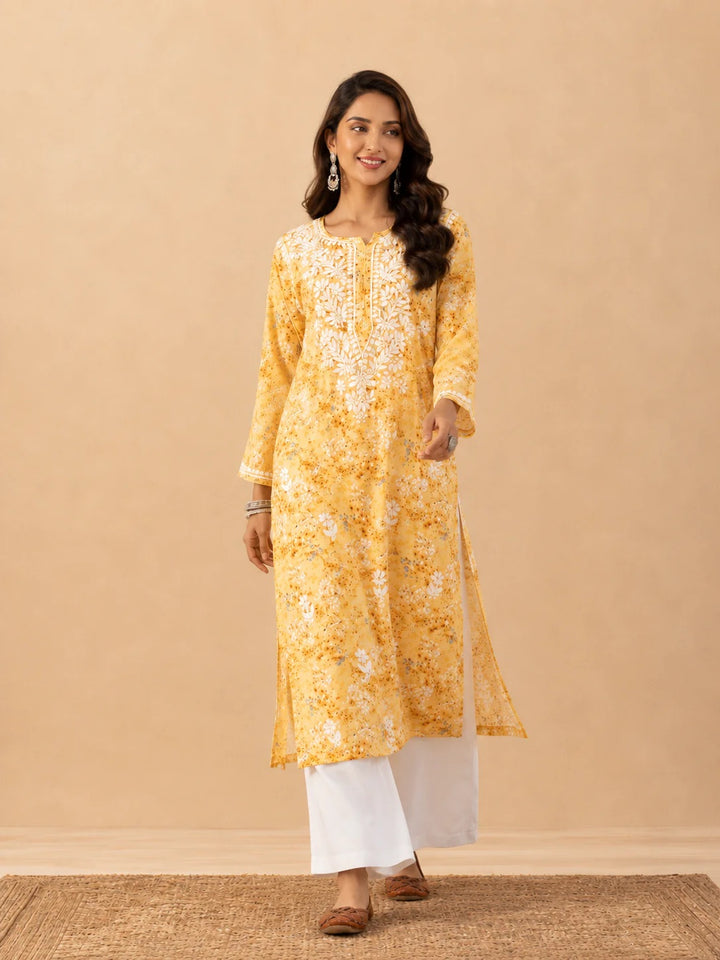 Amaira Mulmul Chikankari Straight Kurta
