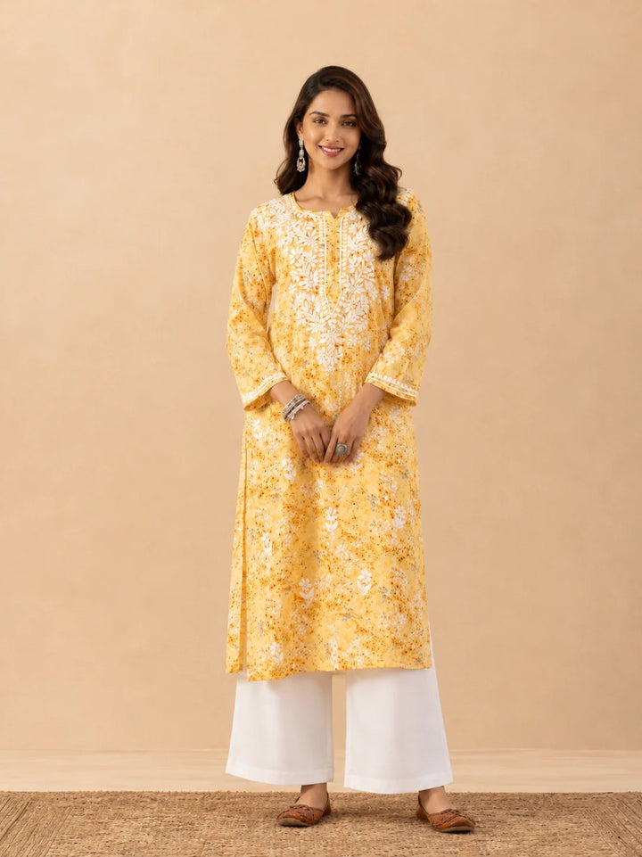 Amaira Mulmul Chikankari Straight Kurta