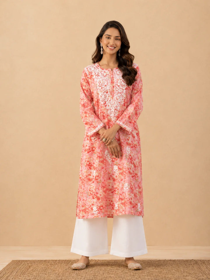 Amaira Mulmul Chikankari Straight Kurta