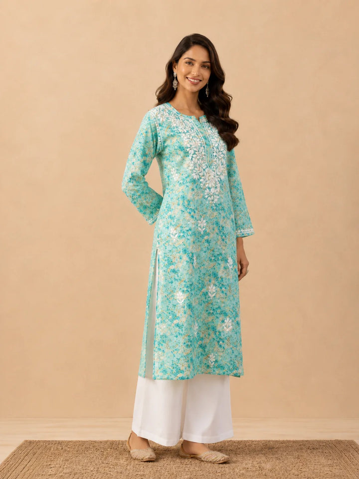 Amaira Mulmul Chikankari Straight Kurta