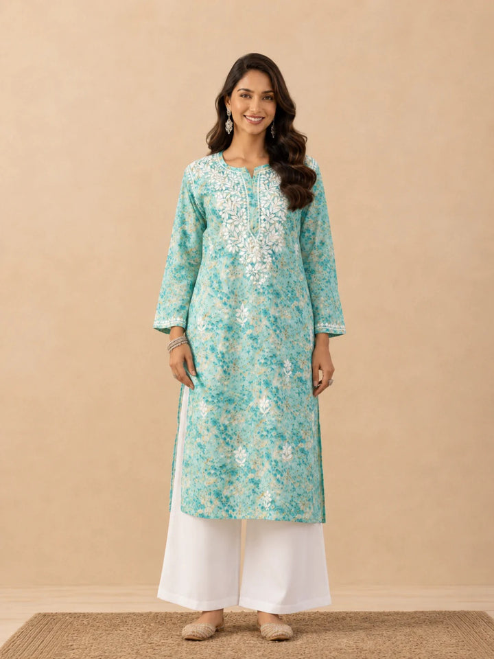 Amaira Mulmul Chikankari Straight Kurta
